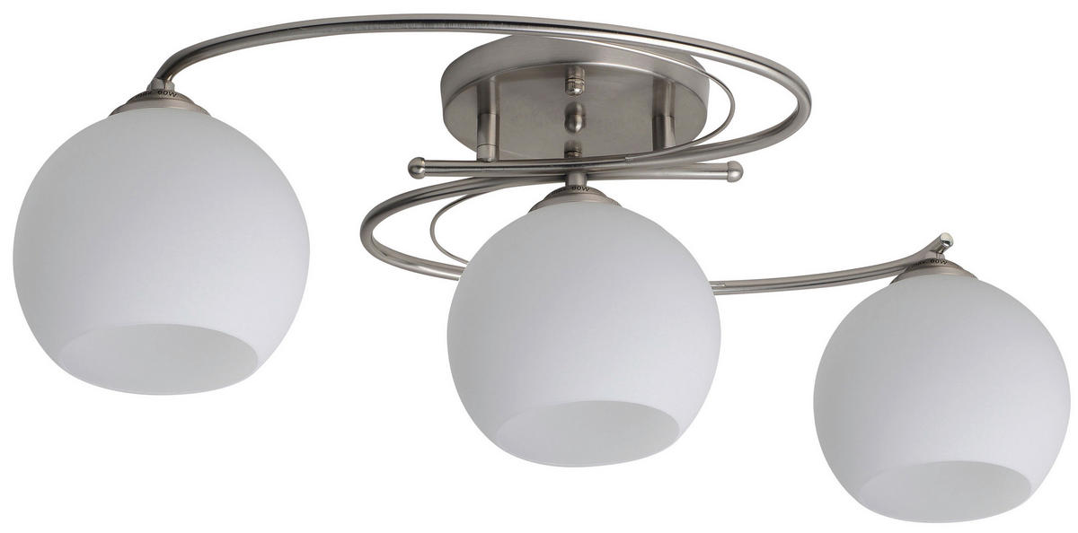 SVJETILJKA STROPNA  - bijela/boje oplemenjenog čelika, Konvencionalno, staklo/metal (51/35/14cm) - Novel