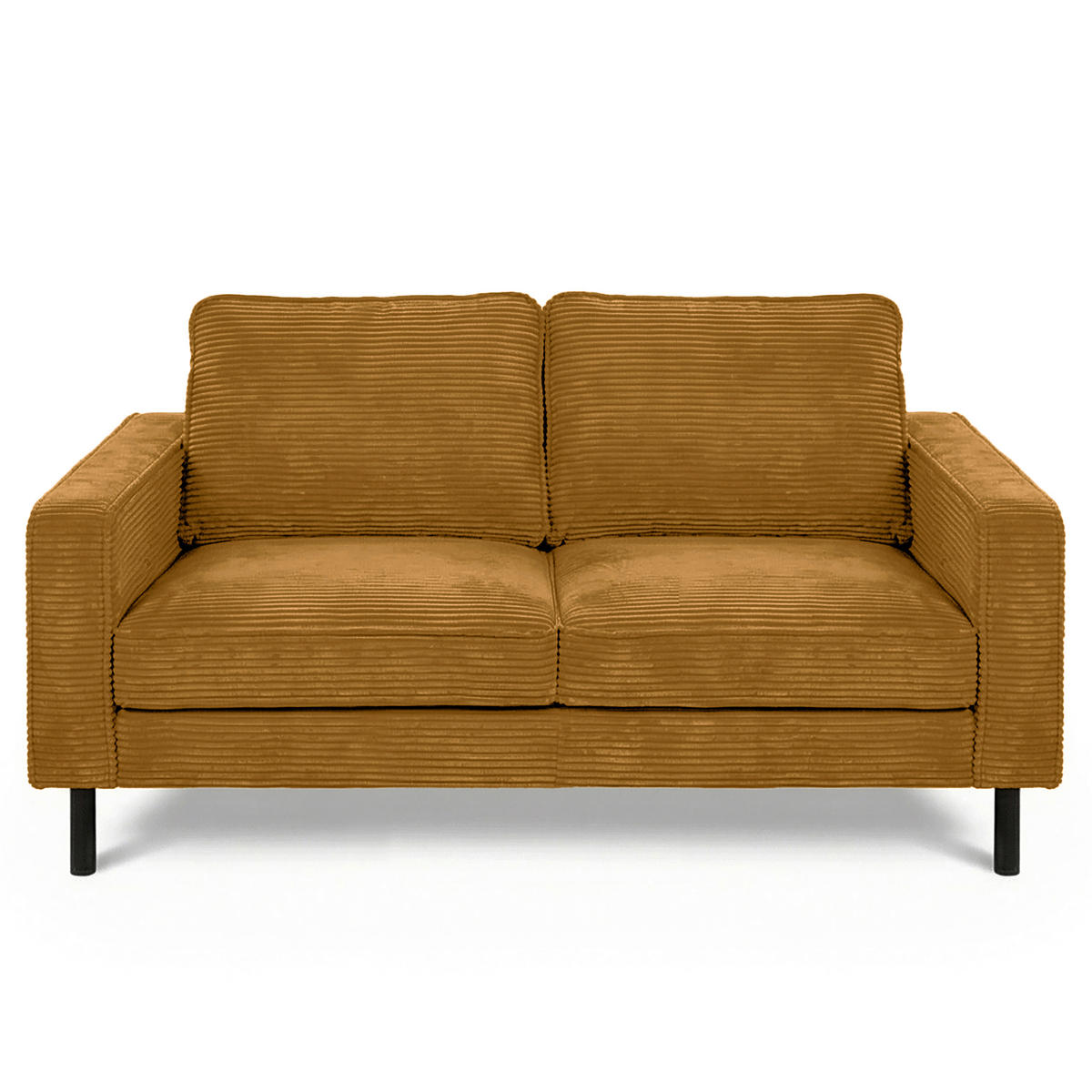 2-SITZER-SOFA Cord Senfgelb  - Senfgelb/Schwarz, Design, Textil/Metall (148/85/92cm) - Livetastic