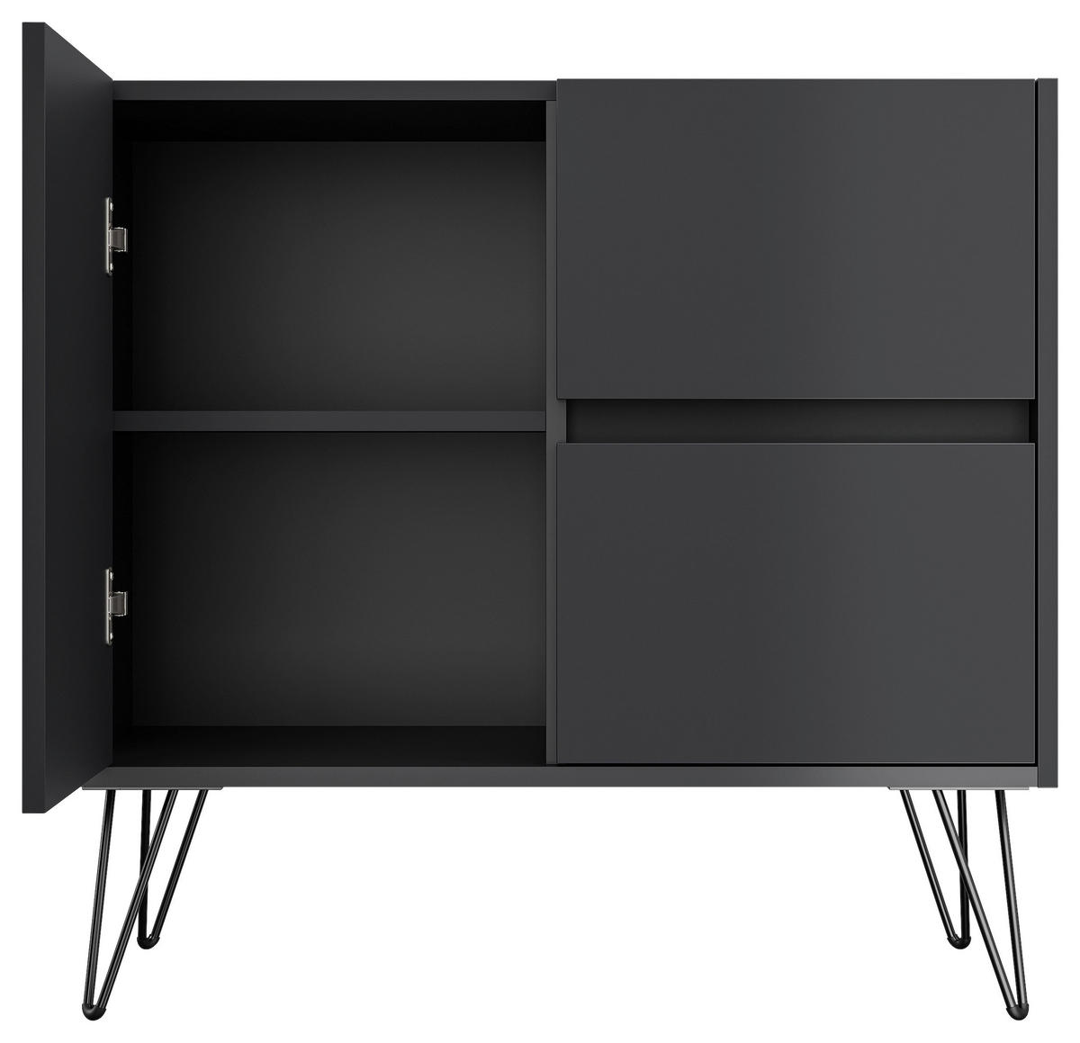 SIDEBOARD Posseik Industrial 79/75,8/42 cm 2 Schublade(n)  - Graphitfarben/Schwarz, Design, Holzwerkstoff/Metall (79/75,8/42cm) - MID.YOU