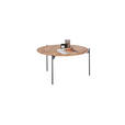 COUCHTISCH Eiche massiv 74/74/38 cm rund Naturfarben, Schwarz  - Schwarz/Naturfarben, Design, Holz/Metall (74/74/38cm) - Linea Natura