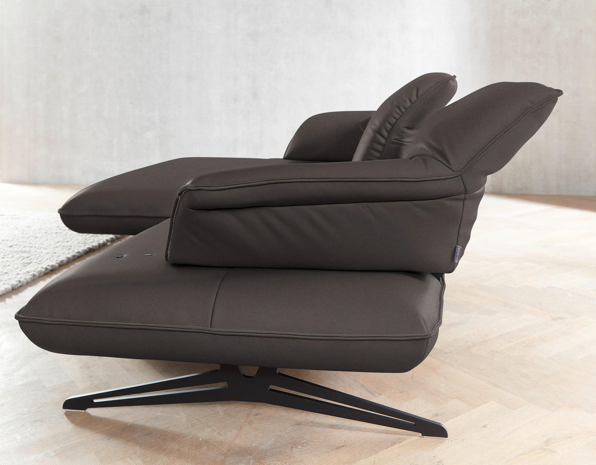 ECKSOFA in Echtleder Dunkelbraun  - Dunkelbraun/Beige, Design, Leder/Metall (169/252cm) - Koinor