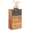 SCHUHSCHRANK Eiche massiv Anthrazit, Eichefarben  - Eichefarben/Anthrazit, Design, Glas/Holz (60/105/38cm) - Waldwelt