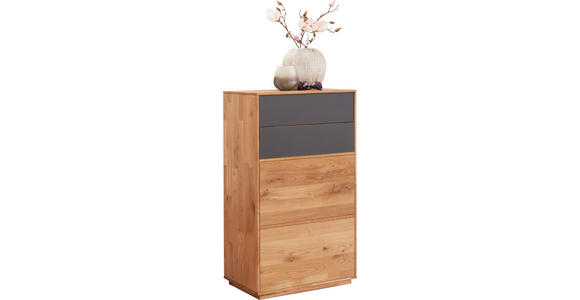 SCHUHSCHRANK Eiche massiv Anthrazit, Eichefarben - Eichefarben/Anthrazit, Design, Glas/Holz (60/105/38cm) - Waldwelt
