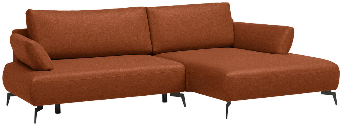 ECKSOFA Struktur Rostfarben  - Rostfarben/Schwarz, Design, Textil/Metall (284/186cm) - Lomoco