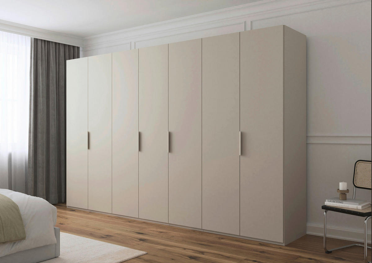 DREHTÜRENSCHRANK 350/235/61 cm,  in Champagner, 7-türig  - Champagner, Basics, Holzwerkstoff/Metall (350/235/61cm) - Novel