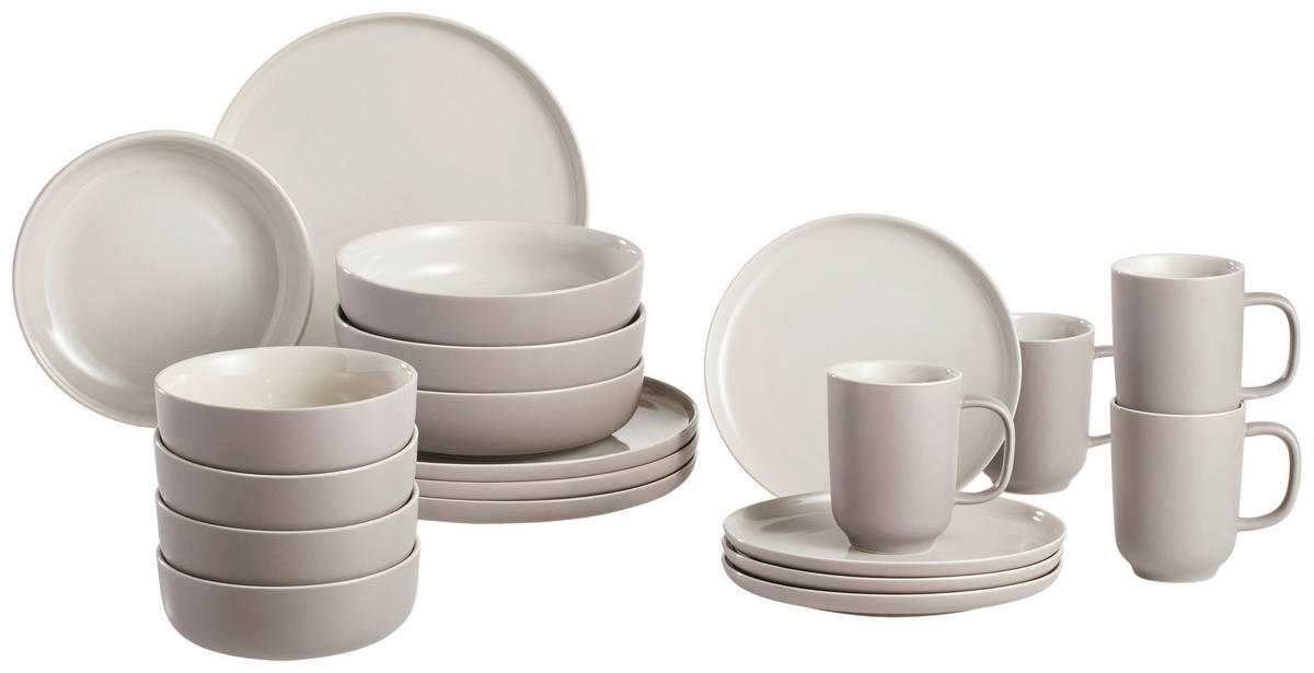 KOMBISERVICE Taupe Jasper 20-teilig 4 Personen  - Taupe, Basics, Keramik - Ritzenhoff Breker