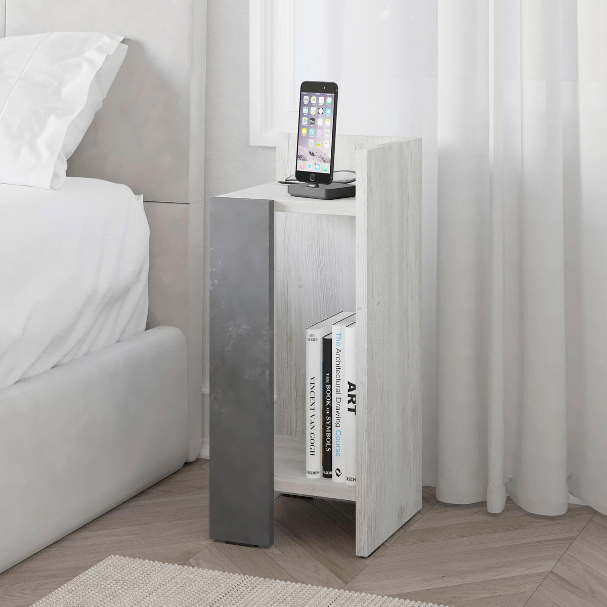 KINDERNACHTSCHRANK  - Grauweiß/Grau, Design, Holzwerkstoff (27/25/60cm) - Livetastic