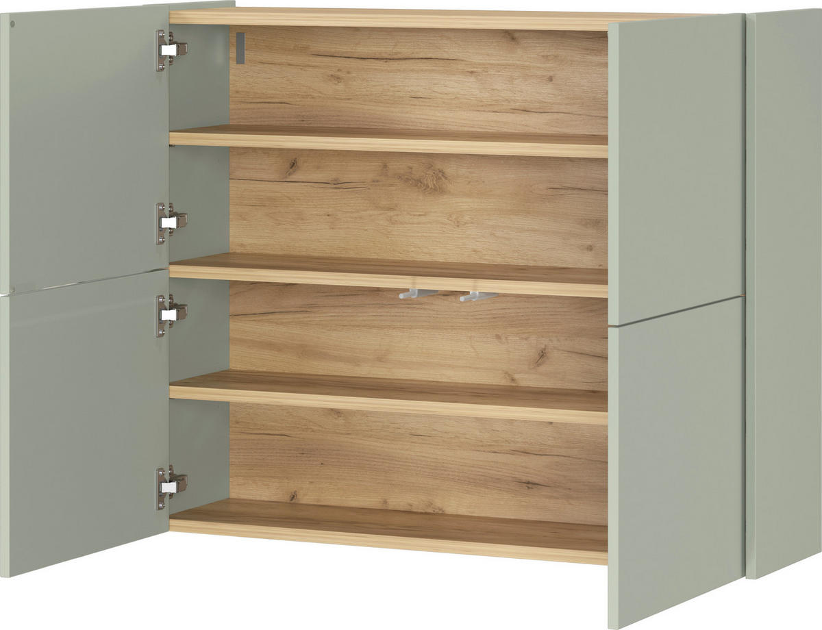 SCHUHSCHRANK GW-BINETTO  in 97/79/27 cm  - Eichefarben/Grün, Design, Holzwerkstoff (97/79/27cm) - Livetastic