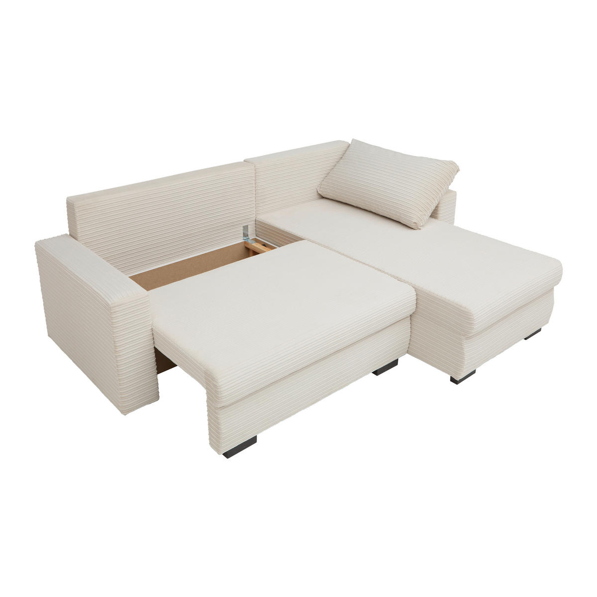 ECKSOFA Cord Beige  - Beige/Schwarz, Konventionell, Kunststoff/Textil (225/86/167cm) - MID.YOU