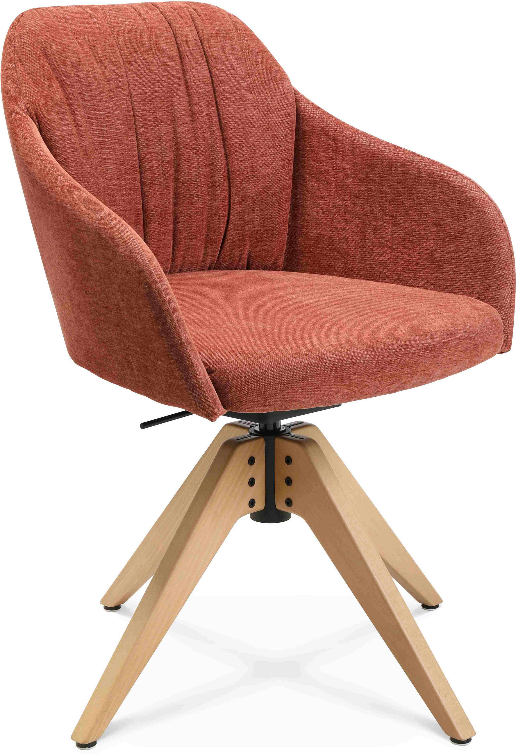 ARMLEHNSTUHL  in Velours  - Eichefarben/Rot, Design, Holz/Textil (58/82,5-85,2/60cm) - Johann Jakob