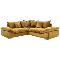 ECKSOFA in Velours Gelb, Goldfarben  247/247 cm  - Chromfarben/Gelb, KONVENTIONELL, Kunststoff/Textil (247/247cm) - Carryhome