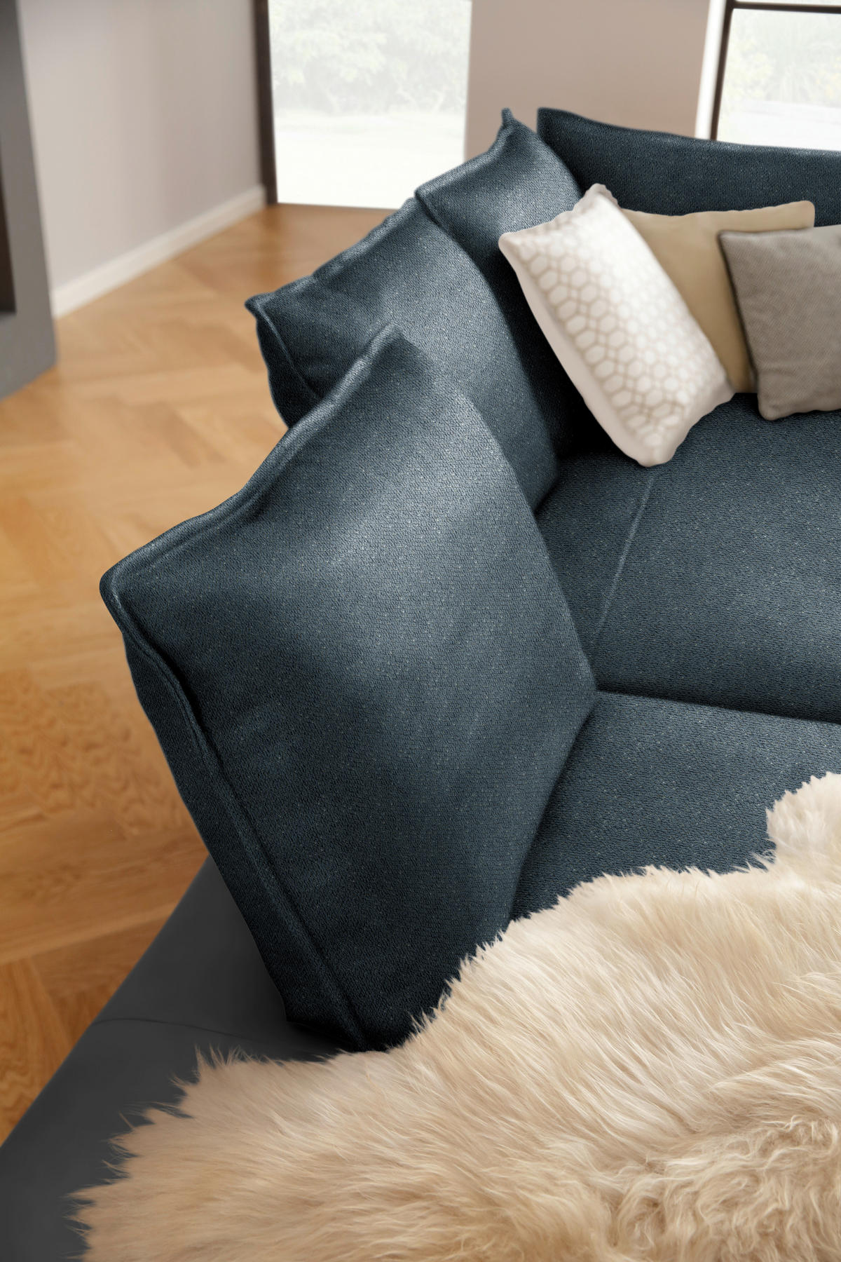 ECKSOFA in Webstoff Dunkelblau  272/340 cm  - Schwarz/Dunkelblau, MODERN, Textil/Metall (272/340cm) - W.Schillig
