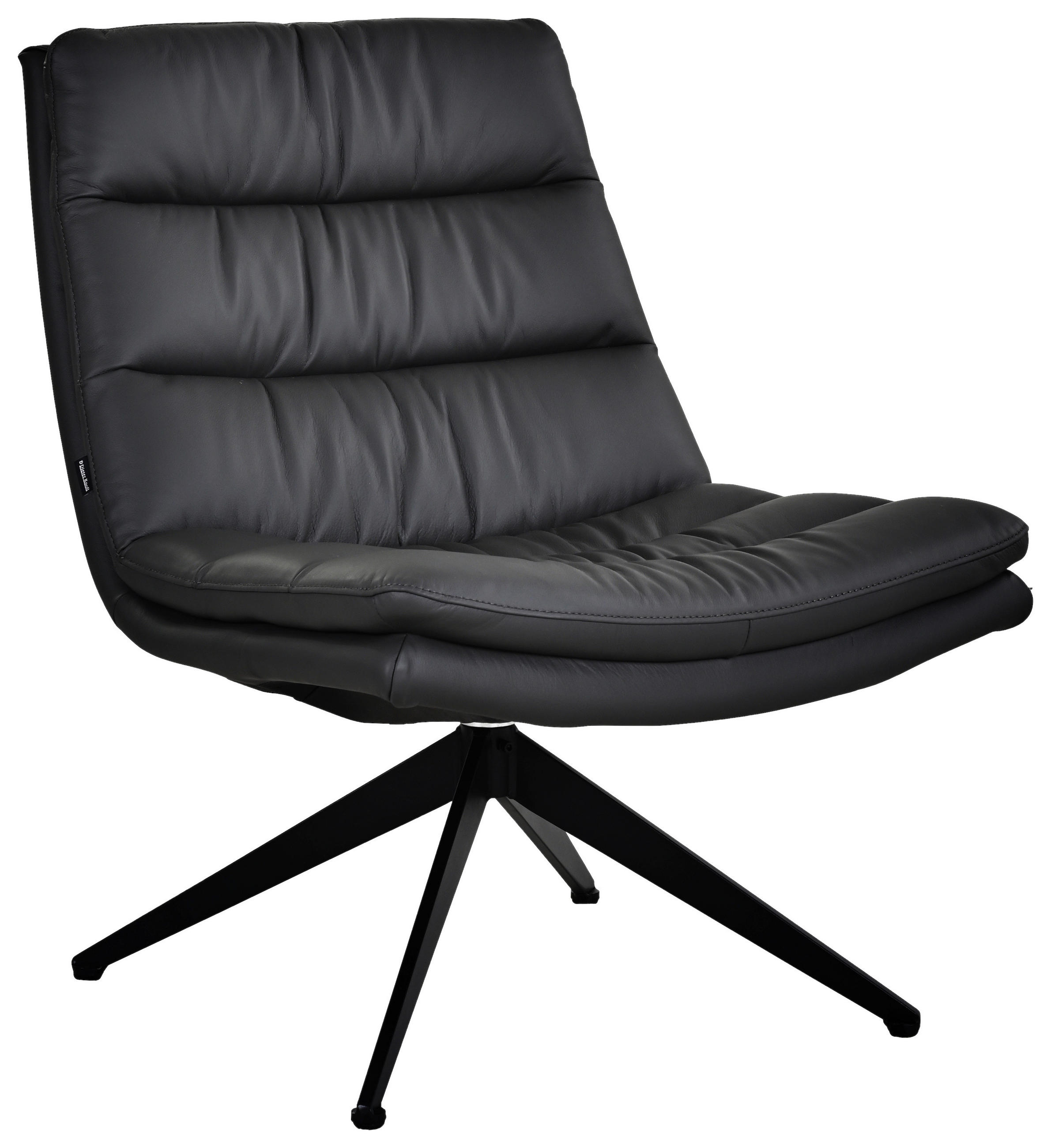 DESIGNSESSEL in Echtleder Schwarz  - Schwarz, Design, Leder/Metall (62.5/82/80cm) - Dieter Knoll