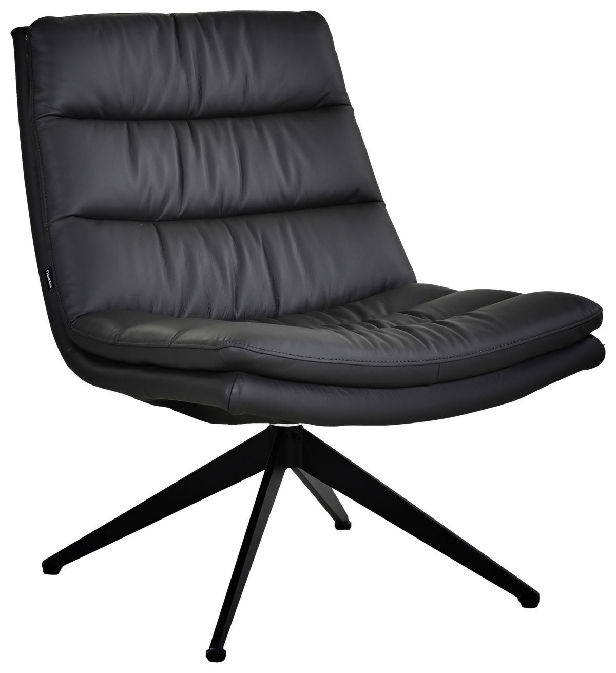DESIGNSESSEL in Echtleder Schwarz  - Schwarz, Design, Leder/Metall (62.5/82/80cm) - Dieter Knoll