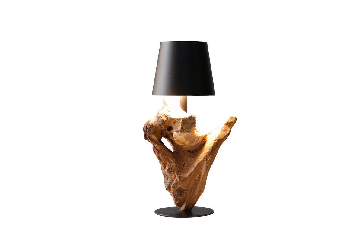 LED-TISCHLEUCHTE 13/29/13 cm   - Schwarz/Naturfarben, Design, Holz/Metall (13/29/13cm) - P & B