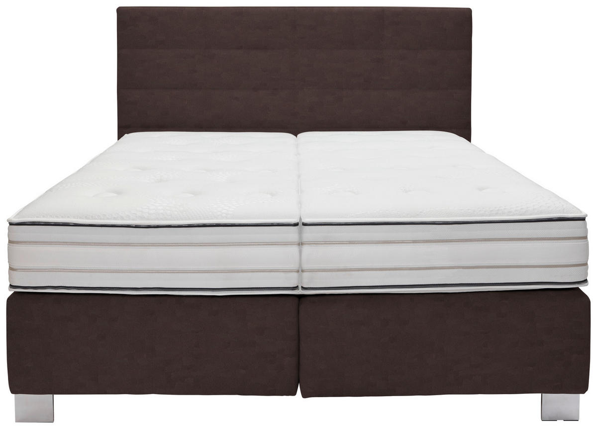 BOXSPRINGBETT 180/200 cm  in Braun  - Alufarben/Braun, KONVENTIONELL, Textil/Metall (180/200cm) - Dieter Knoll