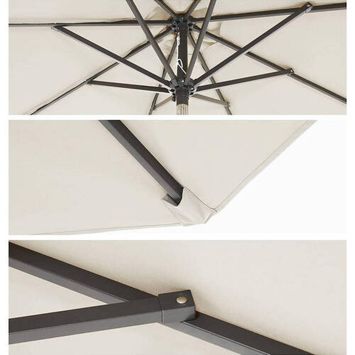 SLNEČNÍK 270/270 cm - čierna/béžová, Basics, kov/textil (270/270cm) - Modante