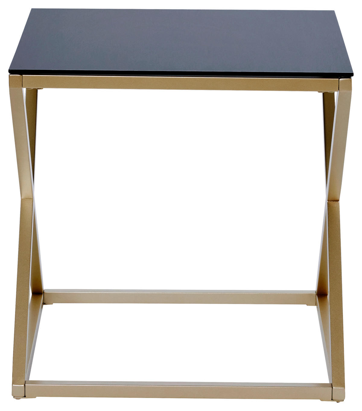 BEISTELLTISCH 50/50/50 cm Schwarz, Goldfarben quadratisch  - Goldfarben/Schwarz, MODERN, Glas/Metall (50/50/50cm) - Livetastic