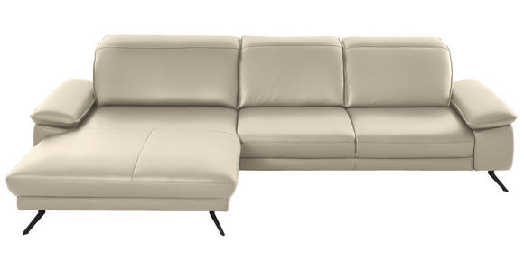 ECKSOFA  in Echtleder Creme  193/328 cm  - Creme/Schwarz, Design, Leder/Metall (193/328cm) - Dieter Knoll