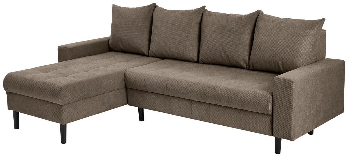 ECKSOFA in Webstoff Braun  - Schwarz/Braun, Konventionell, Kunststoff/Textil (157/231cm) - P & B