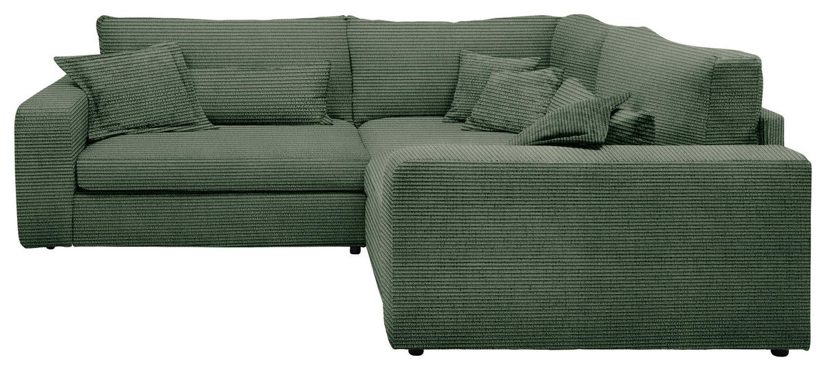 ECKSOFA  Dunkelgrün Cord  - Dunkelgrün/Schwarz, KONVENTIONELL, Kunststoff/Textil (248/248cm) - Carryhome