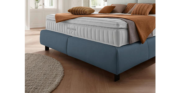 BOXSPRINGBETT 180/200 cm  in Blau, Hellgrau  - Blau/Hellgrau, Design, Textil/Metall (180/200cm) - Johann Jakob