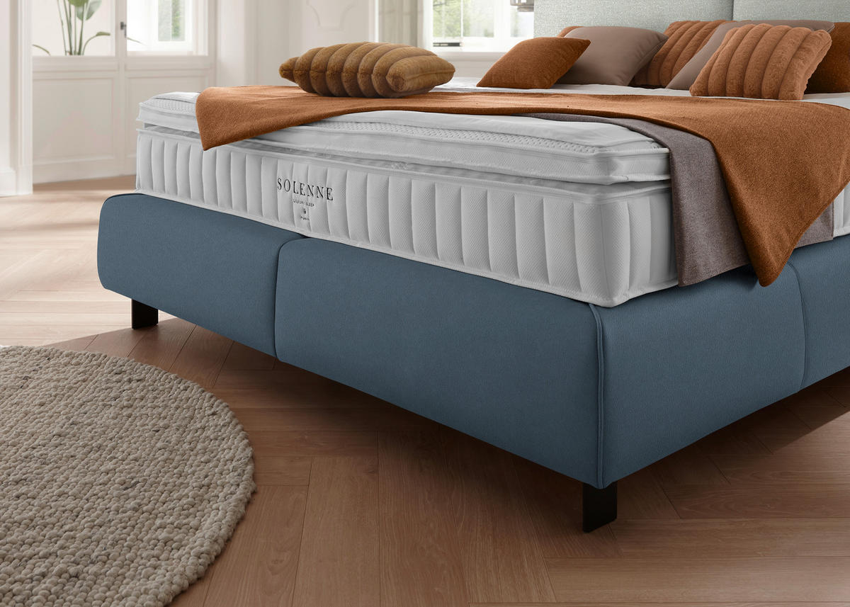 BOXSPRINGBETT 180/200 cm  in Blau, Hellgrau  - Blau/Hellgrau, Design, Textil/Metall (180/200cm) - Johann Jakob
