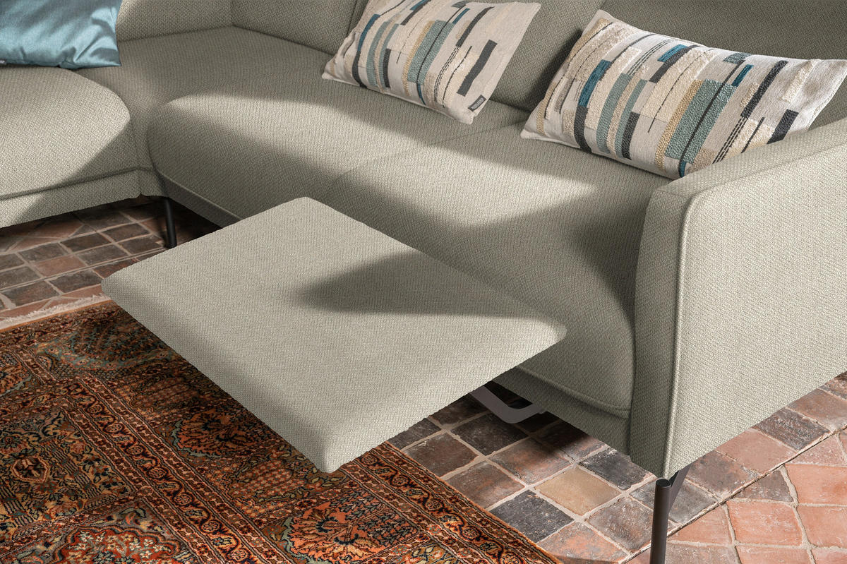 ECKSOFA in Flachgewebe Beige  - Anthrazit/Beige, Design, Textil/Metall (230/254cm) - Johann Jakob