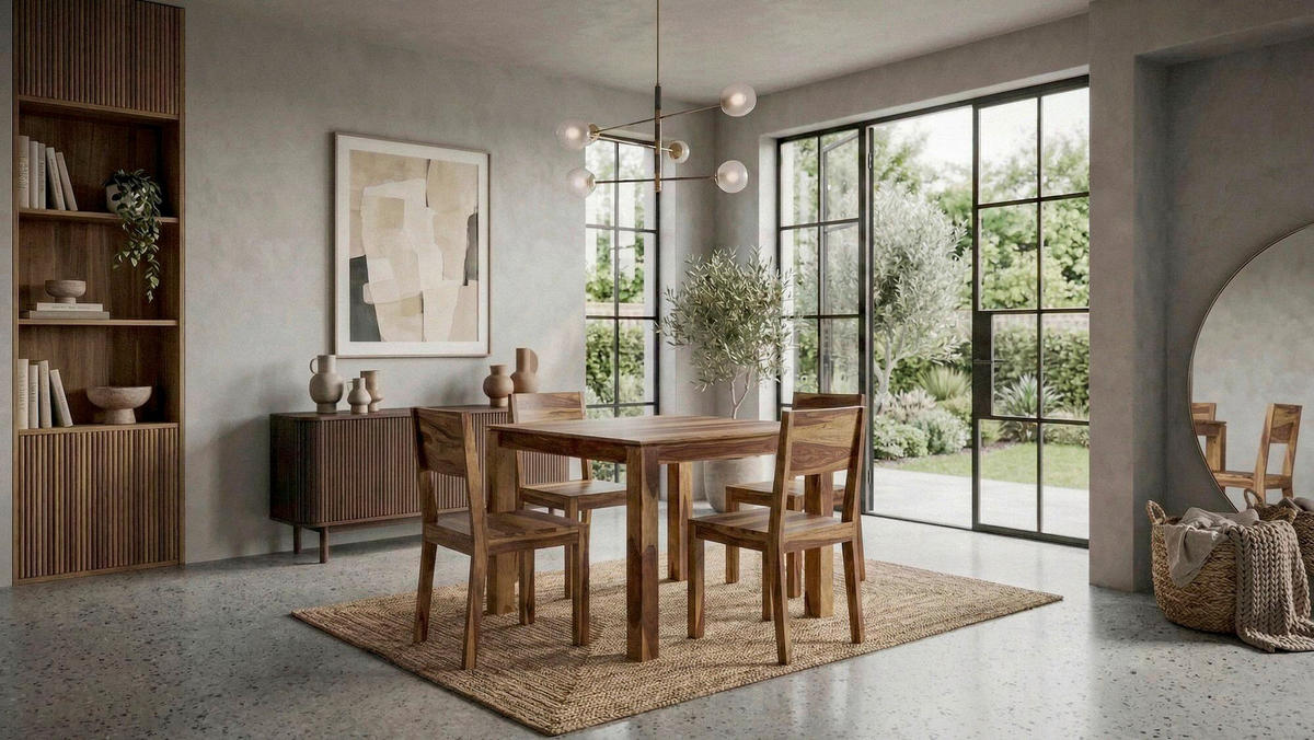 Masă din lemn, 80/75/80 cm,   - culoare lemn sheesham, Design, lemn (80/75/80cm) - Livetastic