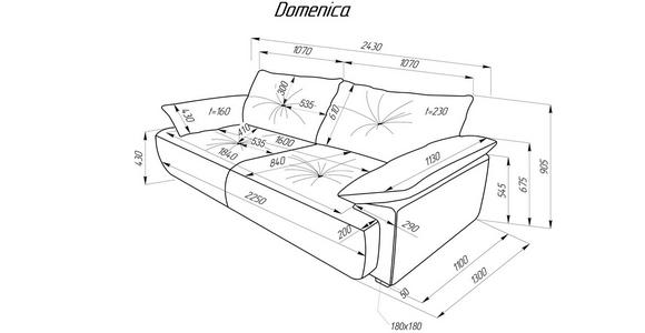 BIGSOFA  in Webstoff Creme  - Creme/Schwarz, KONVENTIONELL, Kunststoff/Textil (243/90,5/130cm) - Ambia Home