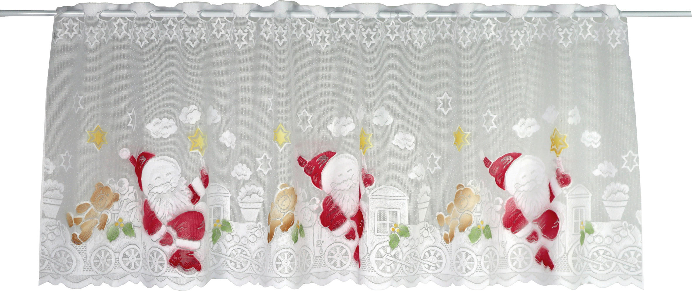 XXXLutz Kurzgardine Nikolaus Rot, Weiß 140x50 cm