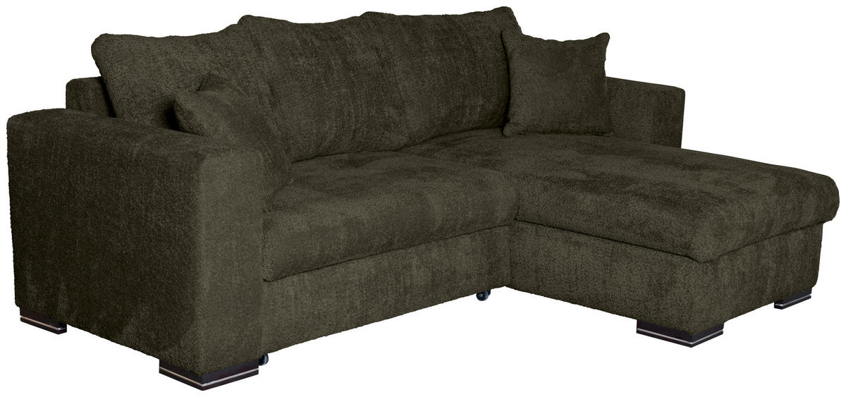 ECKSOFA Dunkelgrün Webstoff  - Dunkelgrün/Braun, KONVENTIONELL, Holz/Textil (170/235cm) - Carryhome