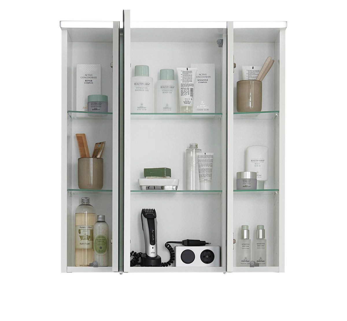 SPIEGELSCHRANK 65/72/20 cm  - Chromfarben/Weiß, MODERN, Glas/Holzwerkstoff (65/72/20cm) - Sadena
