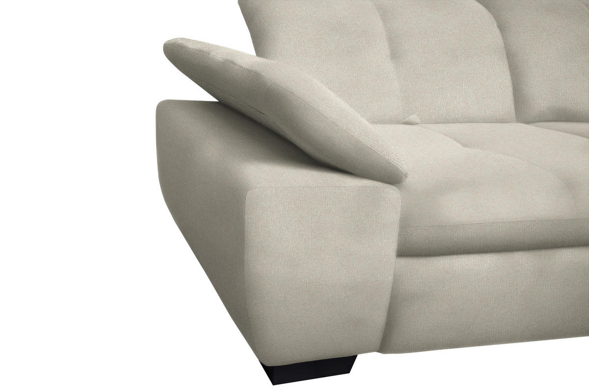 ECKSOFA in Flachgewebe Ecru  - Ecru/Schwarz, Design, Textil/Metall (242/313cm) - Xora