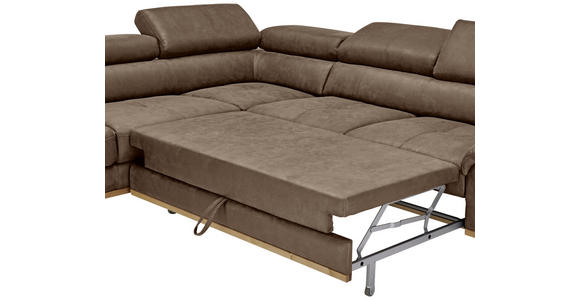 ECKSOFA inkl.Funktionen Rotbraun Lederlook - Rotbraun/Schwarz, Natur, Holz/Textil (226/282cm) - Novel