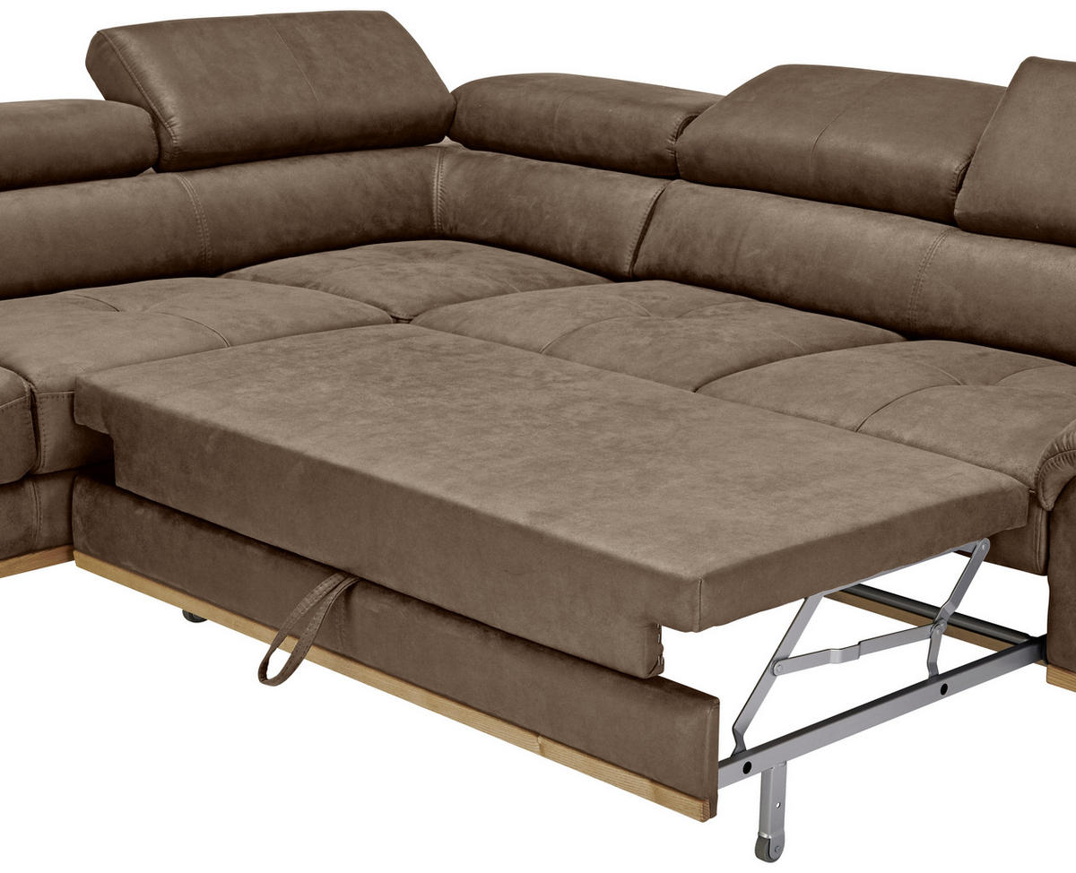 ECKSOFA in Lederlook Rotbraun  - Rotbraun/Schwarz, Natur, Holz/Textil (226/282cm) - Novel