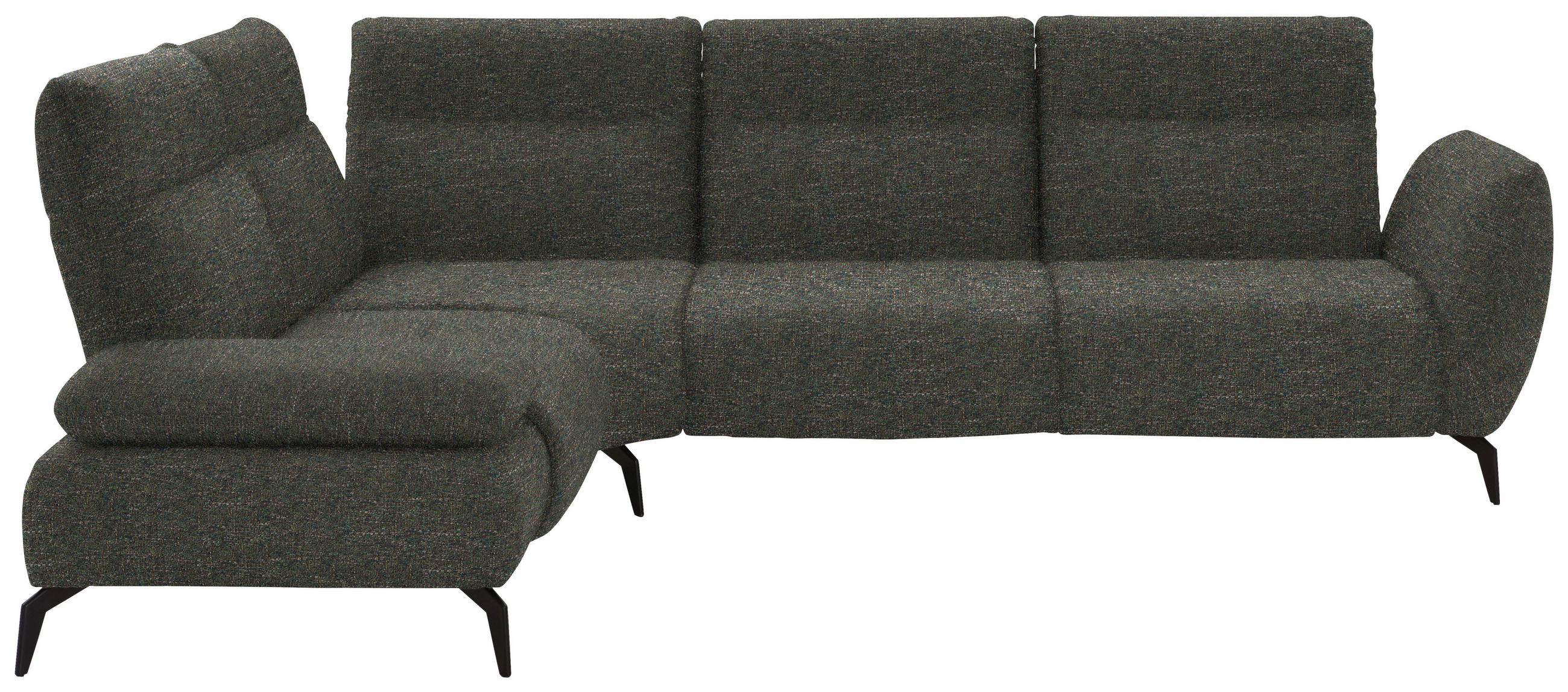 ECKSOFA in Webstoff Khaki  223/290 cm  - Khaki/Schwarz, Design, Textil/Metall (223/290cm) - Moderano