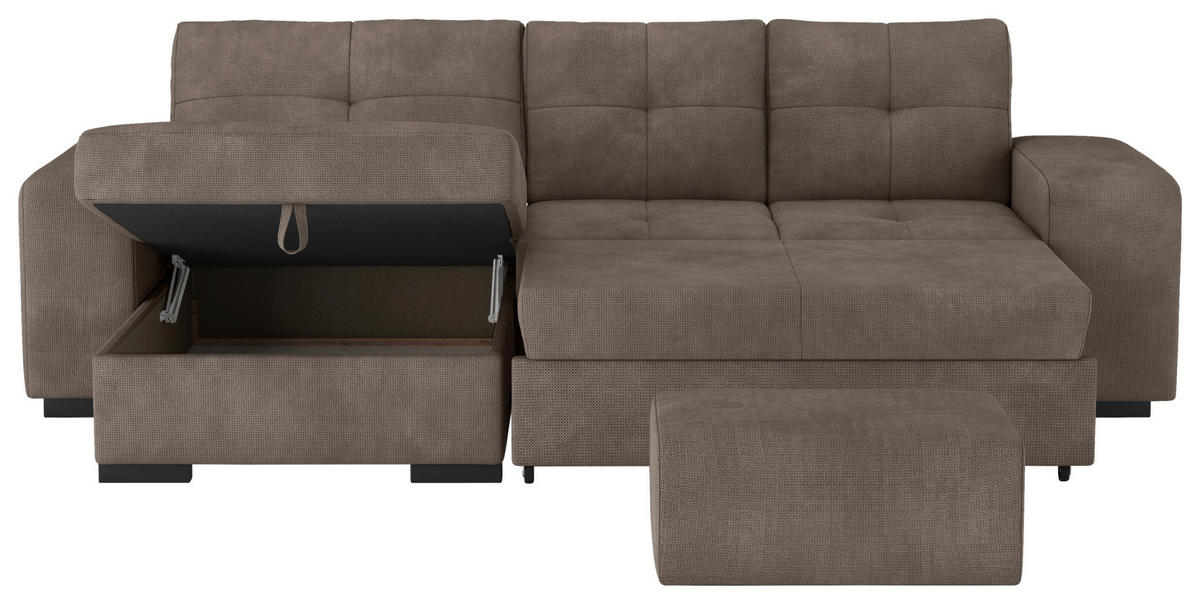 ECKSCHLAFSOFA Taupe Mikrofaser  - Taupe/Schwarz, MODERN, Kunststoff/Textil (156/268cm) - MID.YOU