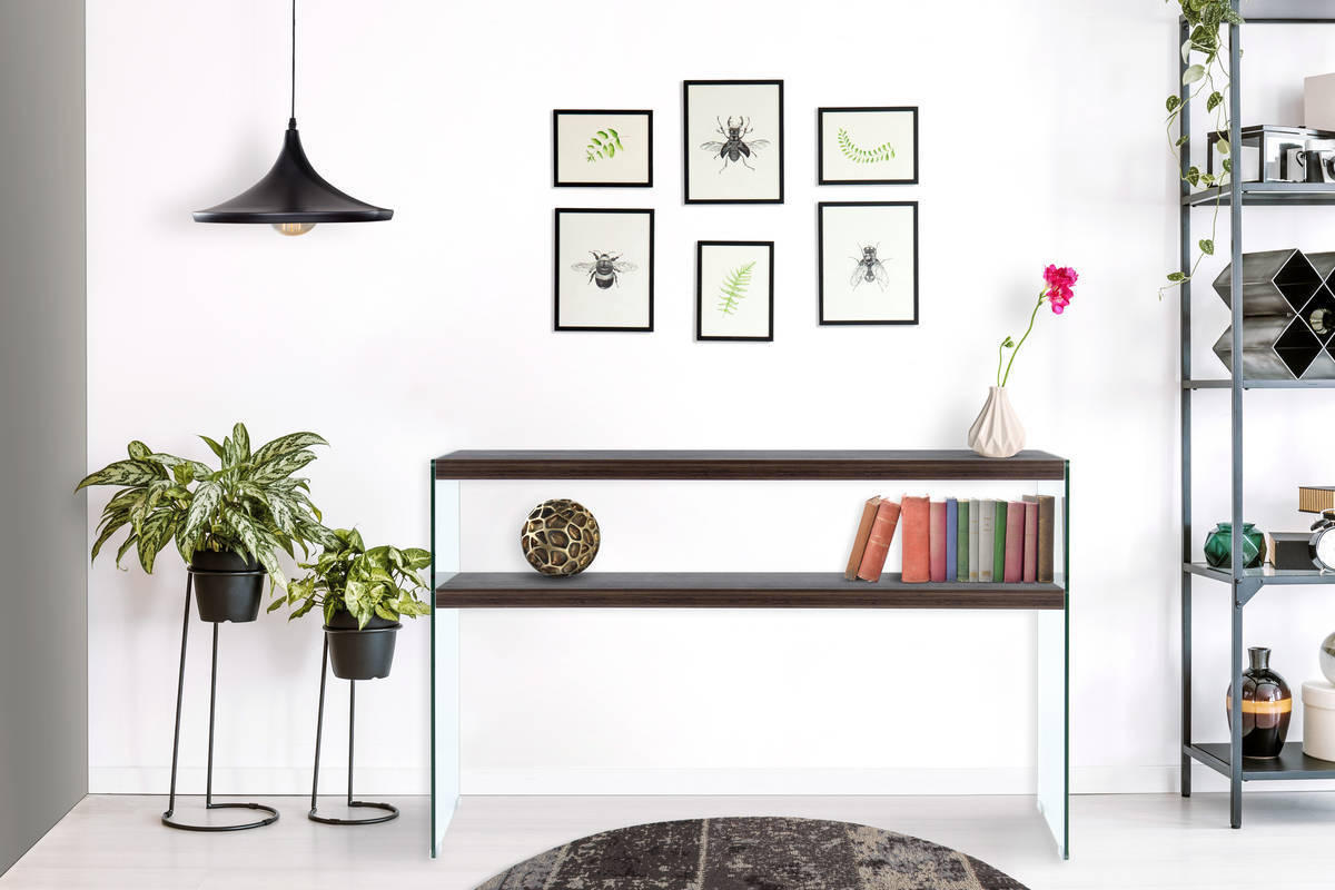 BEISTELLTISCH in Glas, Holzwerkstoff 32/110/75 cm  - Klar/Braun, Basics, Glas/Holzwerkstoff (32/110/75cm) - Kayoom