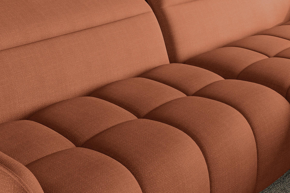 ECKSOFA Rostfarben Flachgewebe Rücken echt, Kopfteilverstellung, Sitztiefenverstellung  - Rostfarben/Schwarz, KONVENTIONELL, Textil/Metall (272/175cm) - Carryhome