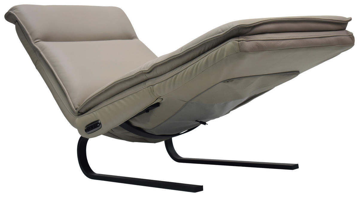 RELAXLIEGE Lederlook Kombination Echtleder/Lederlook Grau  - Schwarz/Grau, Design, Leder/Holz (69/108-86/130-174cm) - Lomoco