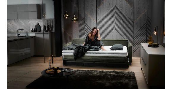 SCHLAFSOFA  in Flachgewebe Dunkelgrün  - Dunkelgrün/Schwarz, KONVENTIONELL, Textil/Metall (232/77/116cm) - Dieter Knoll