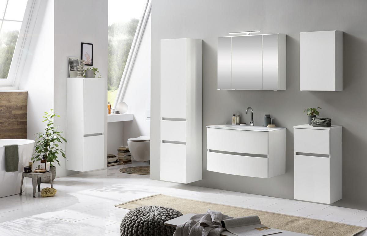 MIDISCHRANK 40/130/35 cm  - Silberfarben/Weiß, KONVENTIONELL, Holzwerkstoff/Kunststoff (40/130/35cm) - Held