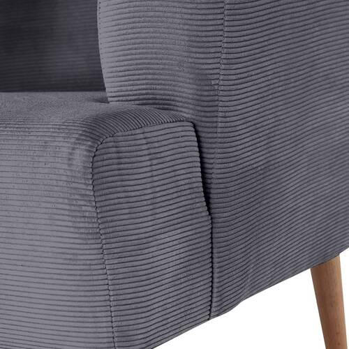 FÅTÖLJ i textil mörkgrå  - mörkgrå/bokfärgad, Design, trä/textil (85/71/80cm) - MID.YOU