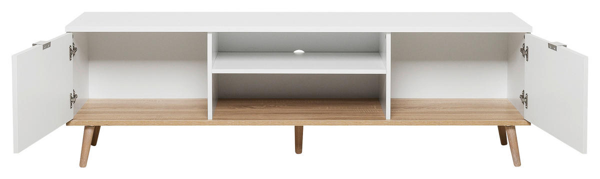 TV-ELEMENT bela, hrast sonoma  - barve hrasta/bela, Konvencionalno, kovina/leseni material (160/50/40cm) - MID.YOU