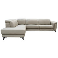 ECKSOFA in Echtleder Schlammfarben  240/303 cm  - Schlammfarben/Schwarz, MODERN, Leder/Holz (240/303cm) - Livetastic