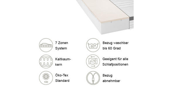 KALTSCHAUMMATRATZE 100/200 cm Höhe ca. 21 cm  - KONVENTIONELL, Textil (100/200cm) - Xora