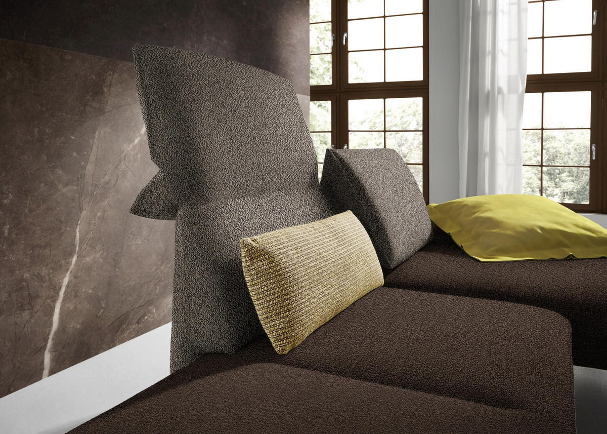 ECKSOFA in Flachgewebe Braun  240/132 cm  - Chromfarben/Braun, Design, Holz/Textil (240/132cm) - Koinor