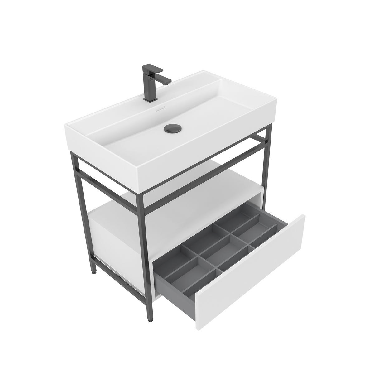 BADEZIMMER 3-teilig  in 80 cm  - Schwarz/Weiß, Design, Keramik/Holzwerkstoff (80cm) - Welnova