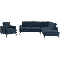 SITZGARNITUR Flachgewebe Dunkelblau  - Schwarz/Dunkelblau, Design, Textil/Metall (250/202cm) - Livetastic